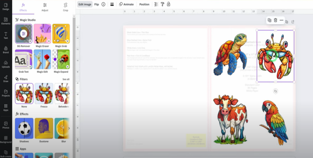 Designing the book cover on Canva