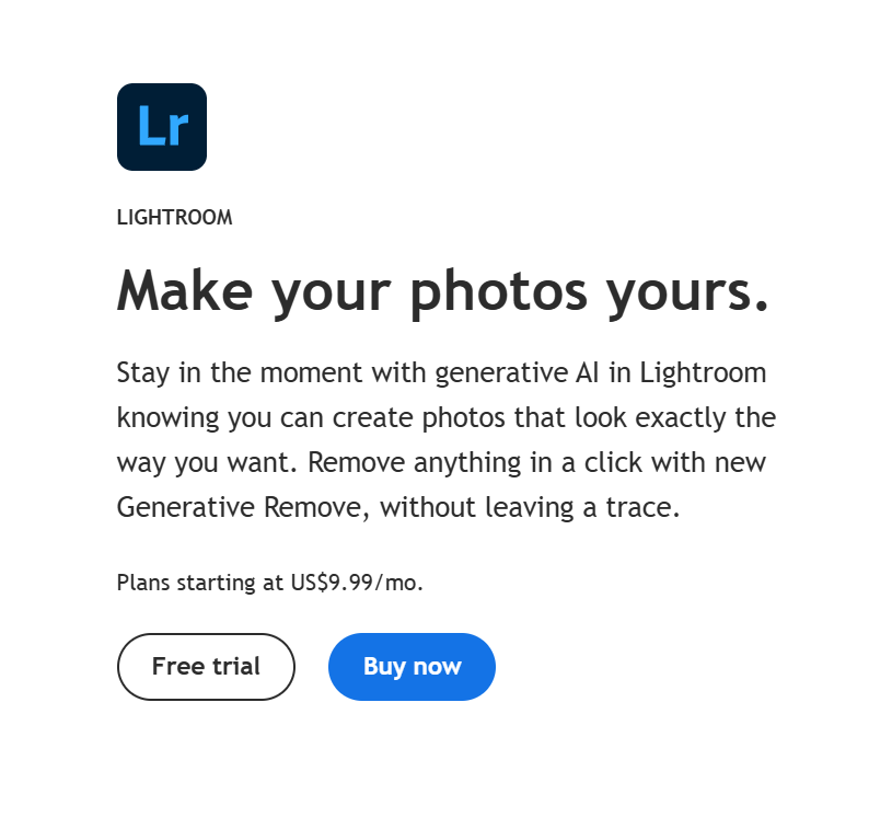 LIGHTROOM's homepage
