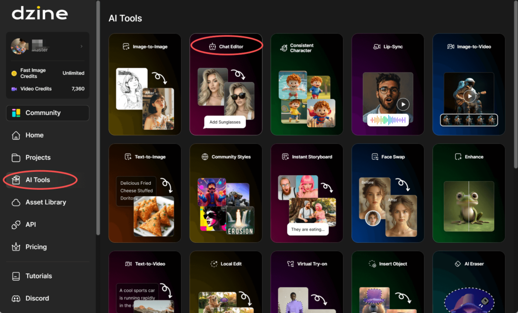 choose Chat Editor on Dzine AI