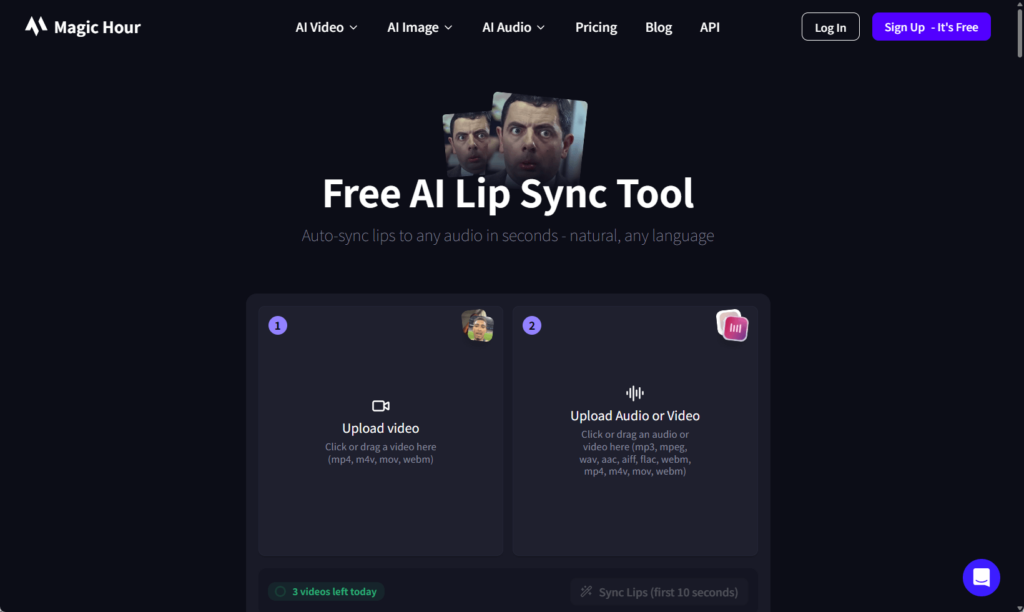 lip sync page in Magic Hour