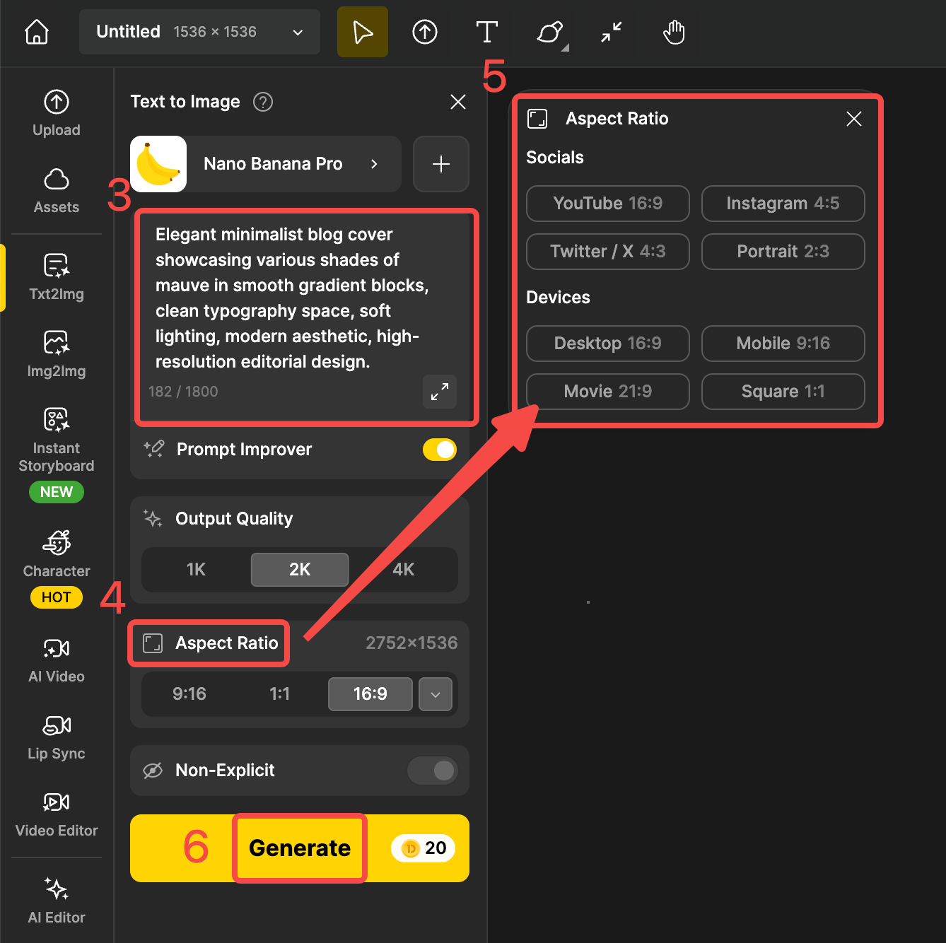 Set parameters and generate mauve color images