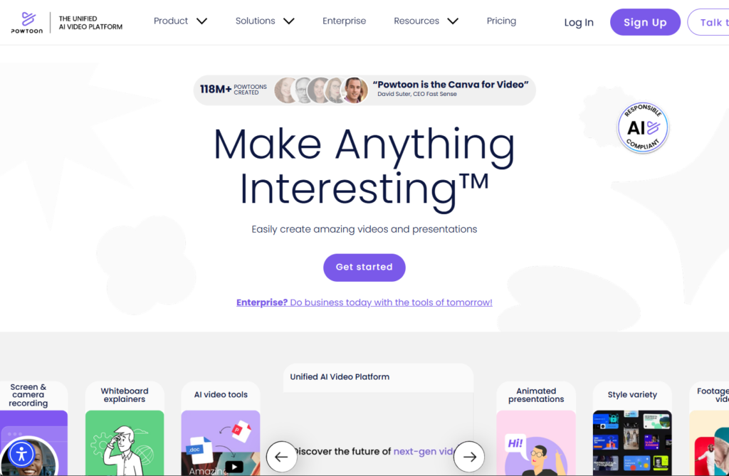 interface of Powtoon